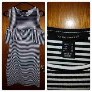 Black and white striped dress